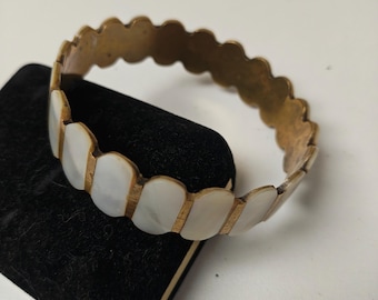 Vintage Perlmutt Armreif Armband 1980er Jahre Carol Eva Graham Boho Minimalist