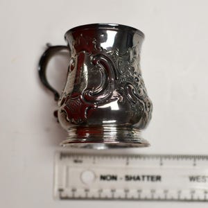 Antique 1819 Sterling Silver Christening Cup by Benjamin Smith III – Rococo Repoussé – Lucy Family of England – 133g