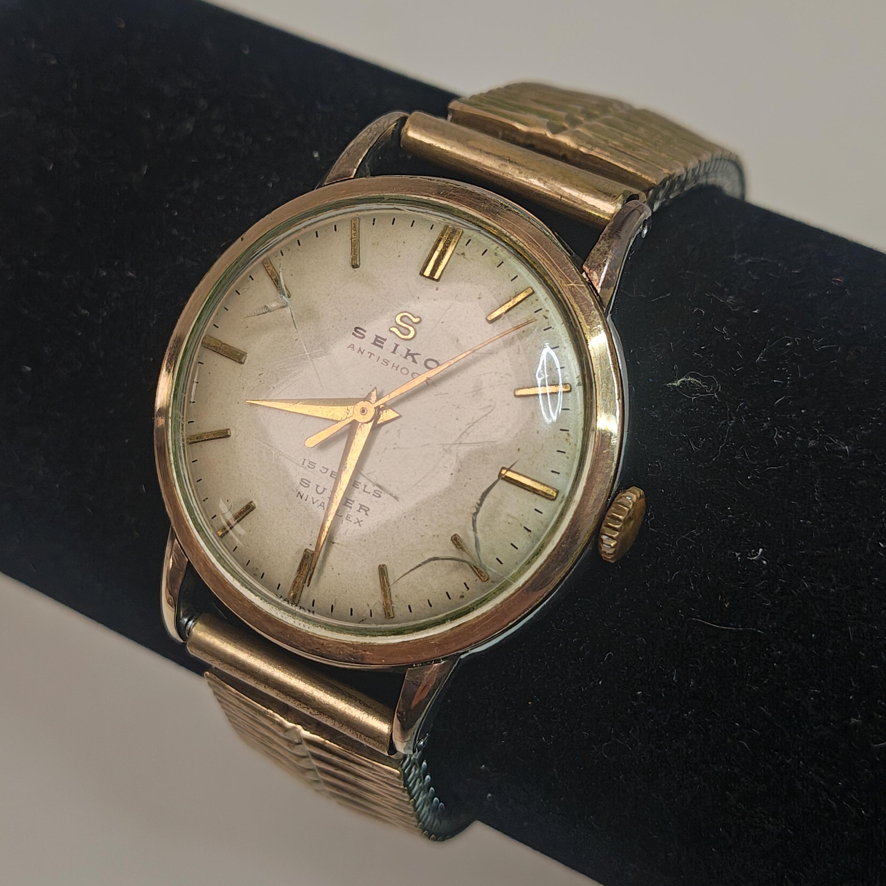 1950s Seiko Super Nivaflex 15J Gold Filled Vintage Dress Watch