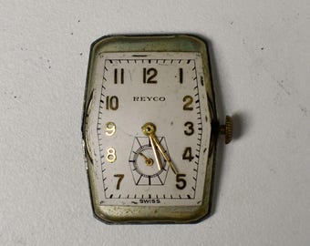 Vintage Reyco Art Deco-klocka, AVIA-urverk från 1930-talet (för delar/restaurering)