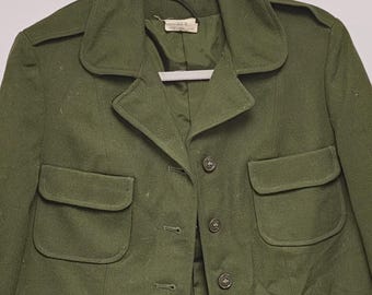 Vintage 1971 Women’s U.S. Military OG-108 Wool Field Coat Jacket Olive Green Size 12R