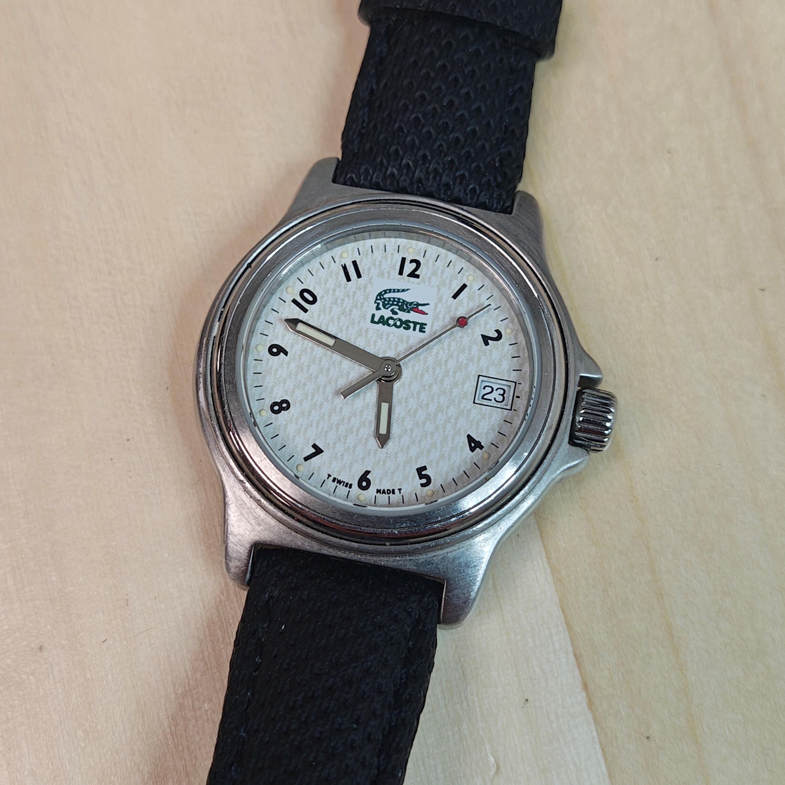 Lacoste Silver Tank Stylr and White Leather Band Watch Lacoste.12.12 Studio 3 Hands Watch White Silicone Strap  main image 4