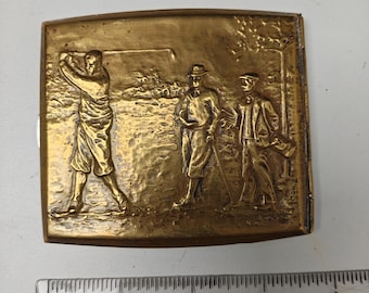 Vintage Messing Golf Golf Zigarette Taschen Etui Halter Mid Century Golfer Relief Golf Sammlerstück