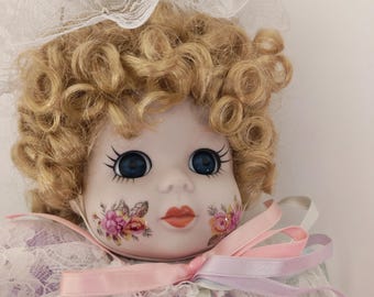Vintage Brinn's Clown Porcelain Doll 1986 Blue Lavender w/ Box COA Tag