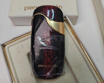 Vintage Pierre Cardin Paris Lighter NOS Black Red Gold Tone Original Box for Parts or Repair