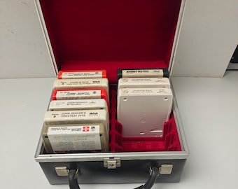Vintage 8 Track Tape Lot with Case Johnny Mathis Ray Charles John Denver Charlie Rich 1970s Music Collection