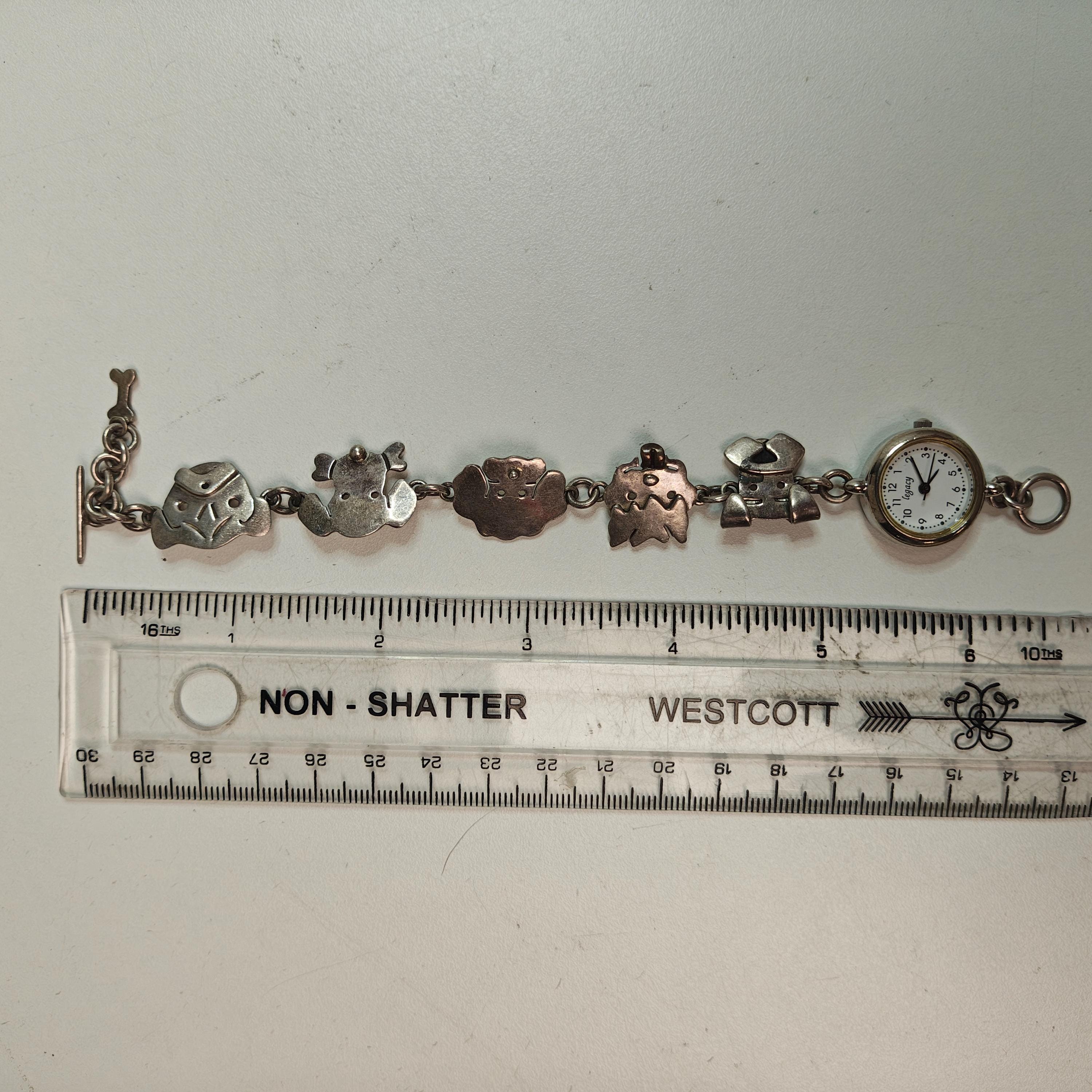 Vintage Anne & Jane Harvey Sterling Silver Dog Charm Watch 