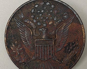 Großer Antiker US Adler Knopf 38 mm Messing Bürgerkrieg Ära Stil Großes Siegel