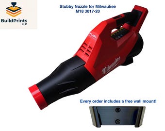 Stubby Blower Nozzle for Milwaukee M18 3017-20 – 3D Printed with Rubber Tip + Wall Mount