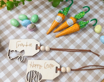 Easter Basket Tag | Wooden Personalised Easter Egg Basket Tag | Bunny Bag Tag | 9 Designs | Custom Easter Tag