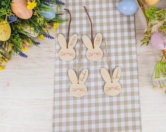 Sweet-Heart Nosed Bunny Basket Tag | Wooden Easter Basket Tag | Personalised Easter Name | Custom Made Easter Basket Tag | Simple Wood Tag |