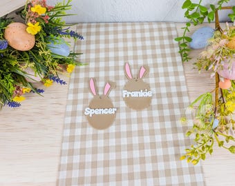 Personalised Easter Basket Tag | Custom Made Tags for Easter | Simple Bunny Basket Tag | Kids Basket | Easter Basket Name Tag | Scallop |