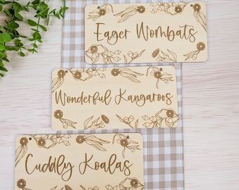 Wooden Door Rectangle Sign | Teaching Room Sign | Square Door Sign | Wooden | Personalised | Engraved | Laser Cut | Australian Native