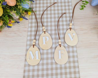 Initial Egg Easter Basket Tag | Personalised Easter Basket | Easter Egg Tag | Wood and Acrylic | Easter Basket Decor | Simple and Bold |