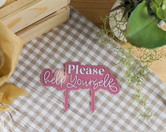 Cake Topper | Please Help Yourself Cake Topper | Fun Cake Topper | Acrylic | Double Layered | Cake Decoration | Party | Gift |