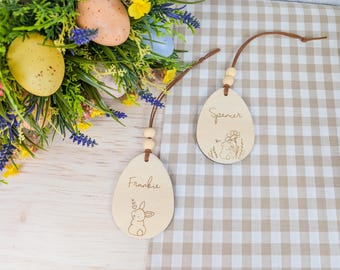 Little Bunny Easter Egg Basket Tags | Wooden Basket Tags | My First Easter |  Engraved Basket Tag for Easter | Personalised Tags |