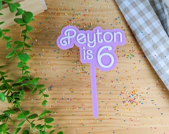 Birthday Cake Topper | Girly Pink | Pink Doll | Fun Cake Topper | Acrylic | Double Layered | Cake Decoration | Party | Gift |