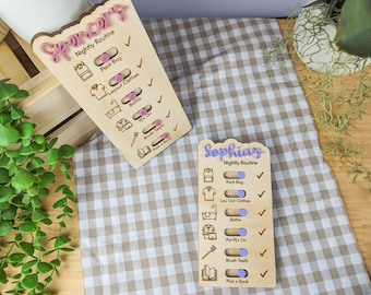 My Routine Board | Personalised Daily Routine | Wooden Nightly Morning Routine Chart | Routine Helper | Bedtime Chart | Responsibility Board
