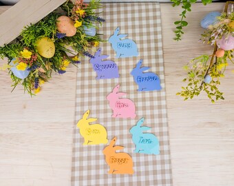 Monochrome Personalised Easter Bunny Tag | Bunny Place Holders | Acrylic Easter Bunny | Easter Basket Decor | Monochromatic Tag |