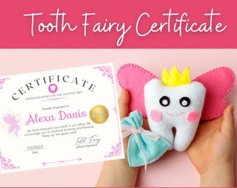 DIY Tooth Fairy Certificate Template, Lost Tooth Gift (Printable Editable)