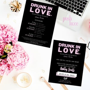 Mall för Drunk In Love Bachelorette-resplan och inbjudan (digital nedladdning)