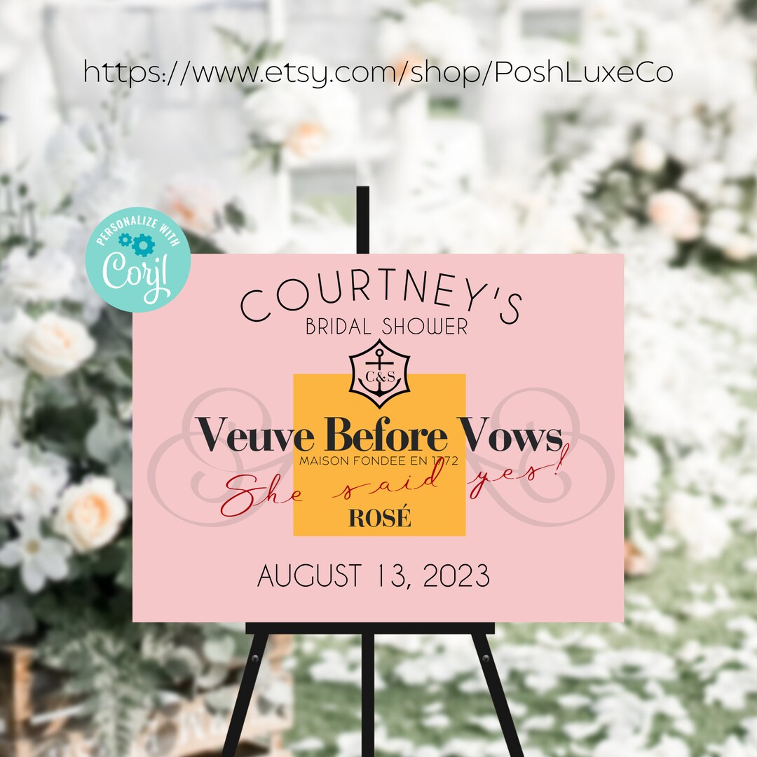 Veuve Before Vows Editable Clicquot Pink Orange Champagne Etsy Canada