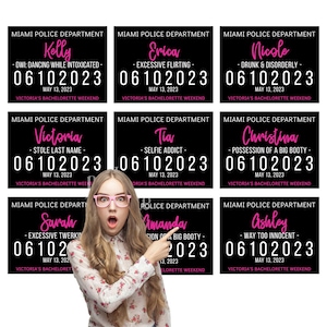 MUGSHOT Jail Signs Editable Printable Inmate Crime Card Photo Booth Prop for Bachelorette and Parties Template Instant Download