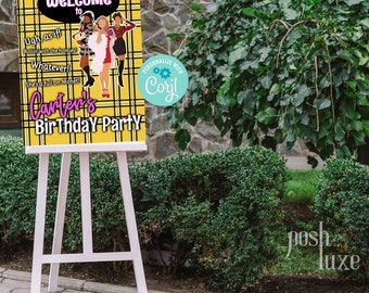 Clueless födelsedagsvälkomstskylt, 90-talsfestdekor (direkt nedladdning)