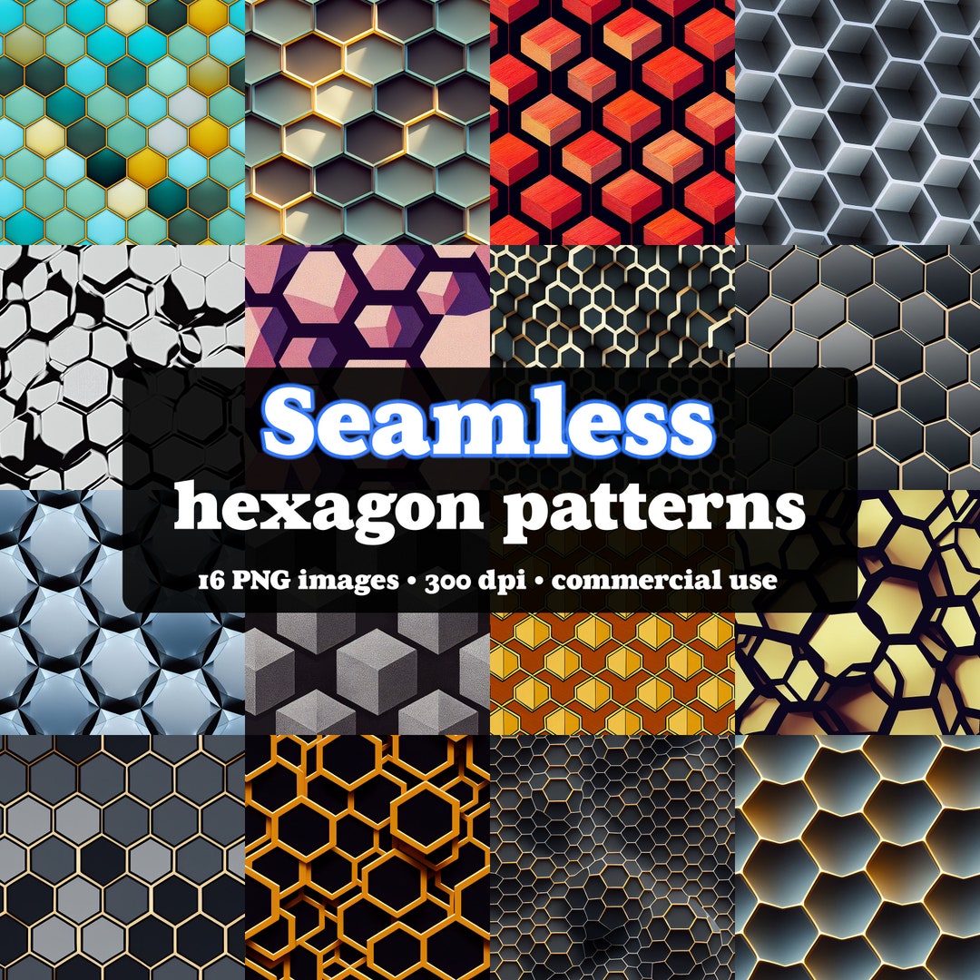 Hexagons Are the Bestagons 16 Seamless Repeating Hexagon Patterns, Digital Paper, Commercial Use