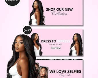 DIY Vorgefertigte Boutique-Website-Banner, Shopifiy, Bekleidungsgeschäft-Banner, bearbeitbar in Canva, Wix Web-Banner, Business Design, Sofort-Download
