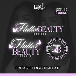 Editable DIY Beauty Logo, MUA Logo, Canva Logo, Beauty Branding, Lash Tech, Nails Logo, Butterfly Logo, Instant Download