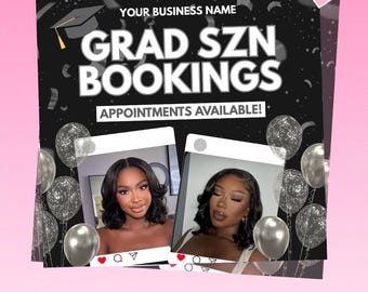 DIY Schulabschluss Abschluss oben, Hairstylist Flyer, Abschlussball, Graduierung, Jetzt Buchen Flyer, MUA Flyer, Instagram Flyer, Friseursalon, Canva Template