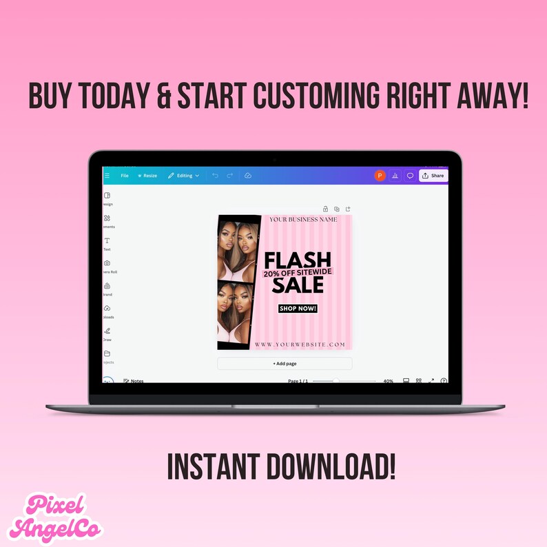 DIY Sale Flyer, Boutique Flyer, Lash Tech, Nail Tech Flyer, Canva Flyer, Beauty Branding, Black Friday Flyer Premade Flyer, Instant Download image 3