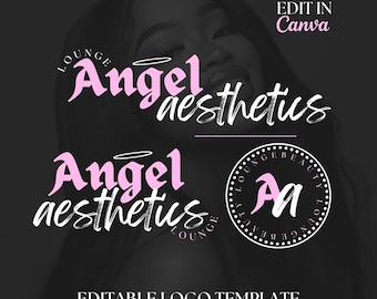 Logo beauté rose bricolage, logo sur toile, logo esthétique, technologie pour les cils, technologie pour les ongles, image de marque beauté, création de logo personnalisé pour entreprise, téléchargement immédiat