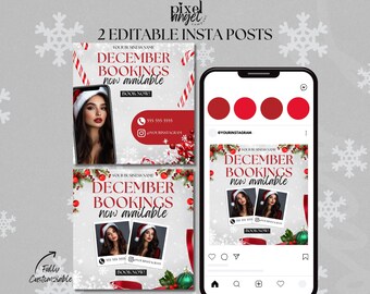 DIY Holiday, Winter Flyer, Editable in Canva, Christmas Bookings, Lash Tech, MUA Flyer, Hairstylist Flyer, Luxury Flyer, Instant Download