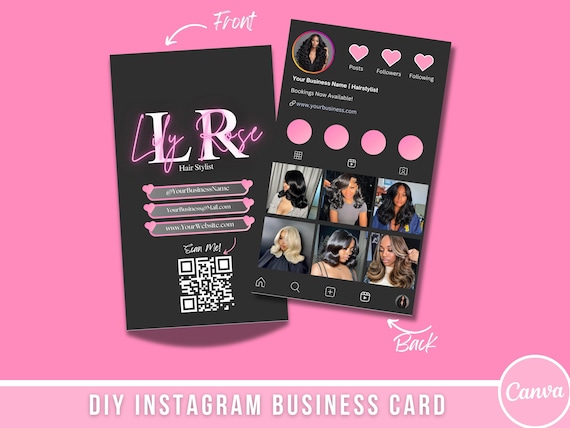 Instagram Business Cards, DIY Canva Business Card Templates, Beauty Branding, IG Business Cards, Premade Business Cards, Instant Download