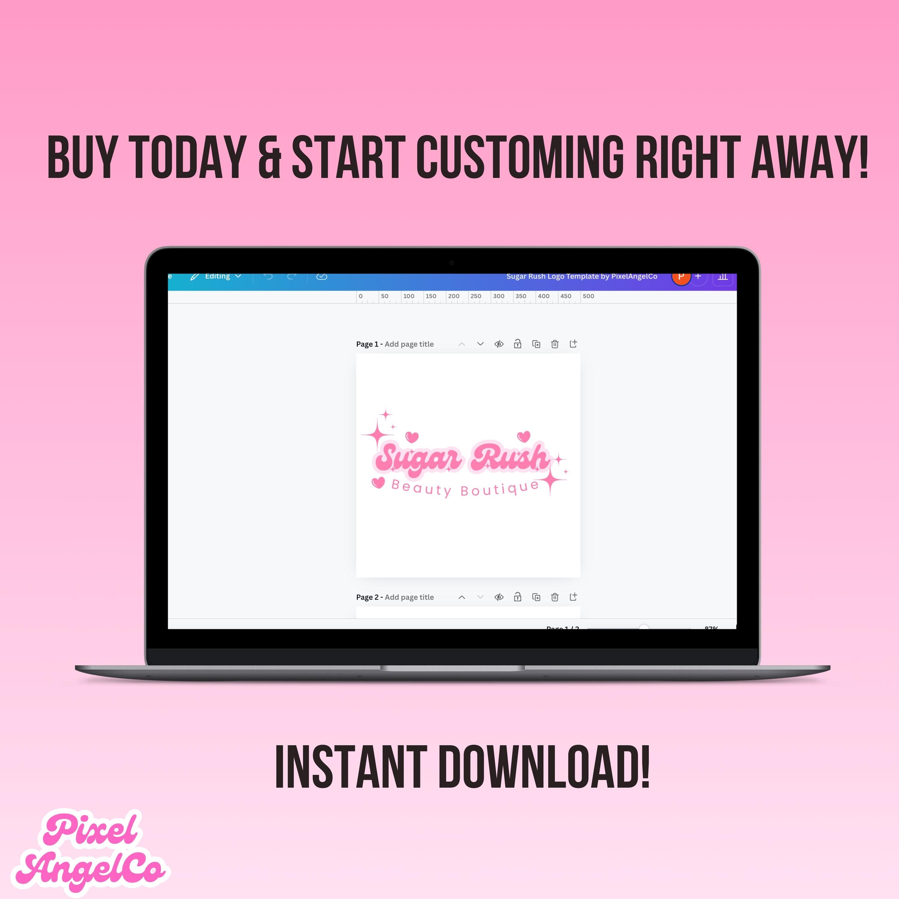 customize 12,310+ pink logo templates online - canva... Editable Pink DIY Canva Logo Template/aesthetic Logo/small Business and ...