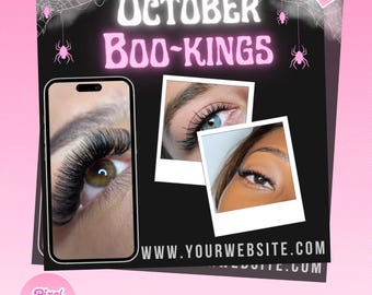 DIY Halloween Instagram Post Templates, Editable In Canva, Lash Tech, Nail Tech, Social Media Template, Aesthetics, Instant Download