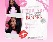 DIY Valentine's Day Bookings Flyer, Canva Flyer, Monthly Bookings, MUA, Beauty Template, Lash Tech Flyer, Nail Tech, Instant Download