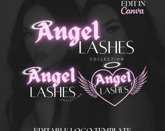 Rosa DIY Beauty Logo Set Vorlage, Nail Tech Logo, bearbeitbares Logo, Friseursalon, Lash Tech, Kosmetikerin, Beauty Branding, Sofort Download