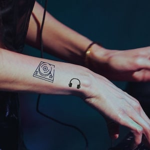 DJ Tattoo Headphone Tattoo Music Tattoo 2 Week Tattoo Plant based Tattoo Vegan Tattoo Minimalist Tattoo Festival Tattoo Play Tattoo Design