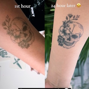 Sugar Skull Tattoo 2 Week Vegan Tattoo Semi permanent Temporary Tattoo Skull Tattoo Flower Tattoo Halloween Tattoo Flower Head Festival Art