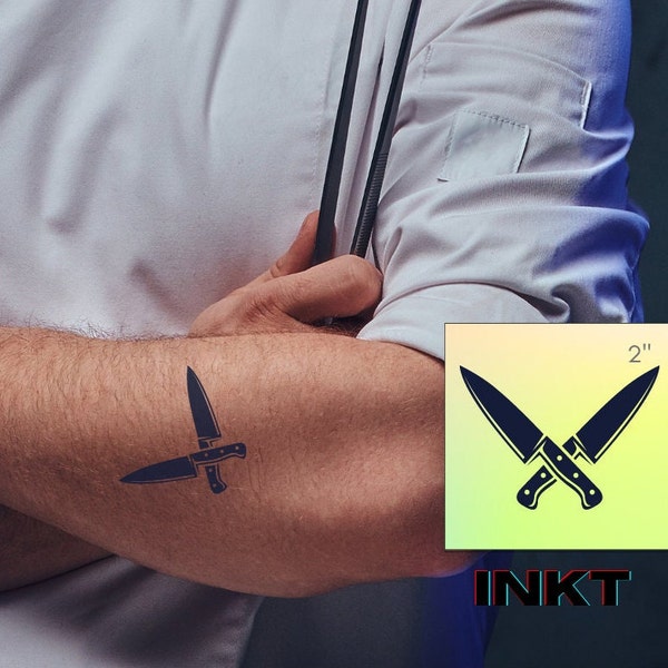 Chefs Knife Tattoo Cooking Tattoo Knife Tattoo Chef Tattoo Semi Permanent Temporary Tattoo Plant based Tattoo Vegan Tattoo Festival Tattoo