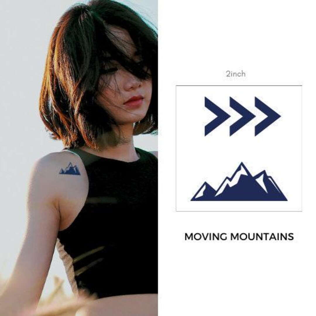 山のタトゥー、幾何学模様のタトゥー、矢印のタトゥー、2週間のタトゥー、一時的なタトゥー、半永久的なタトゥー、抽象的なタトゥー、ミニマリストのタトゥー、旅行  - Etsy 日本, image size:1080x1080