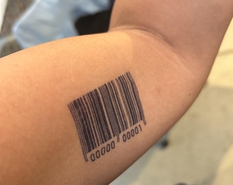 Barcode Tattoo 2 Week Vegan Tattoo Semi Permanent Tattoo Temporary Tattoo Barcode Neck Tattoo Festival Tattoo Plant Based Tattoo Body Art