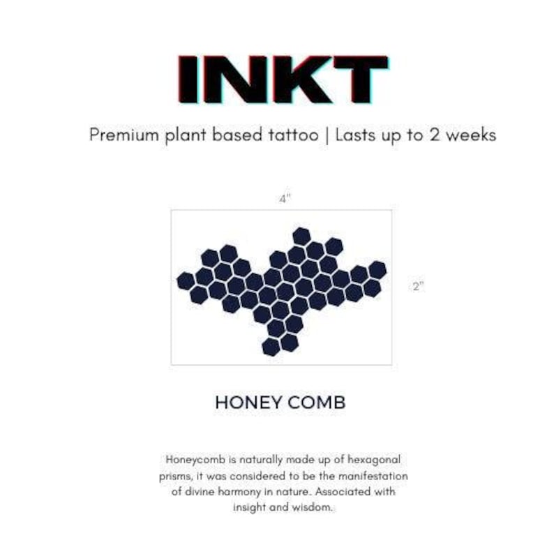 Honig Kamm Tattoo | Geometrisches Tattoo | Minimalistisches Tattoo | Semi permanent temporäres Tattoo | Bienenstock Tattoo | Abstraktes Tattoo Bild 2
