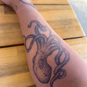 Octopus Tattoo Semi Permanent Temporary Tattoo Ocean Tattoo Minimalist Tattoo Plant based Tattoo 2 week Tattoo Festival Tattoo Realistic Art