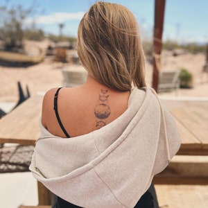 Moon Phase Tattoo | 2 Week Temporary Tattoo | Plant based Vegan Tattoo | Boho Tattoo | Spiritual Tattoo | Moon Tattoo | Celestial Tattoo
