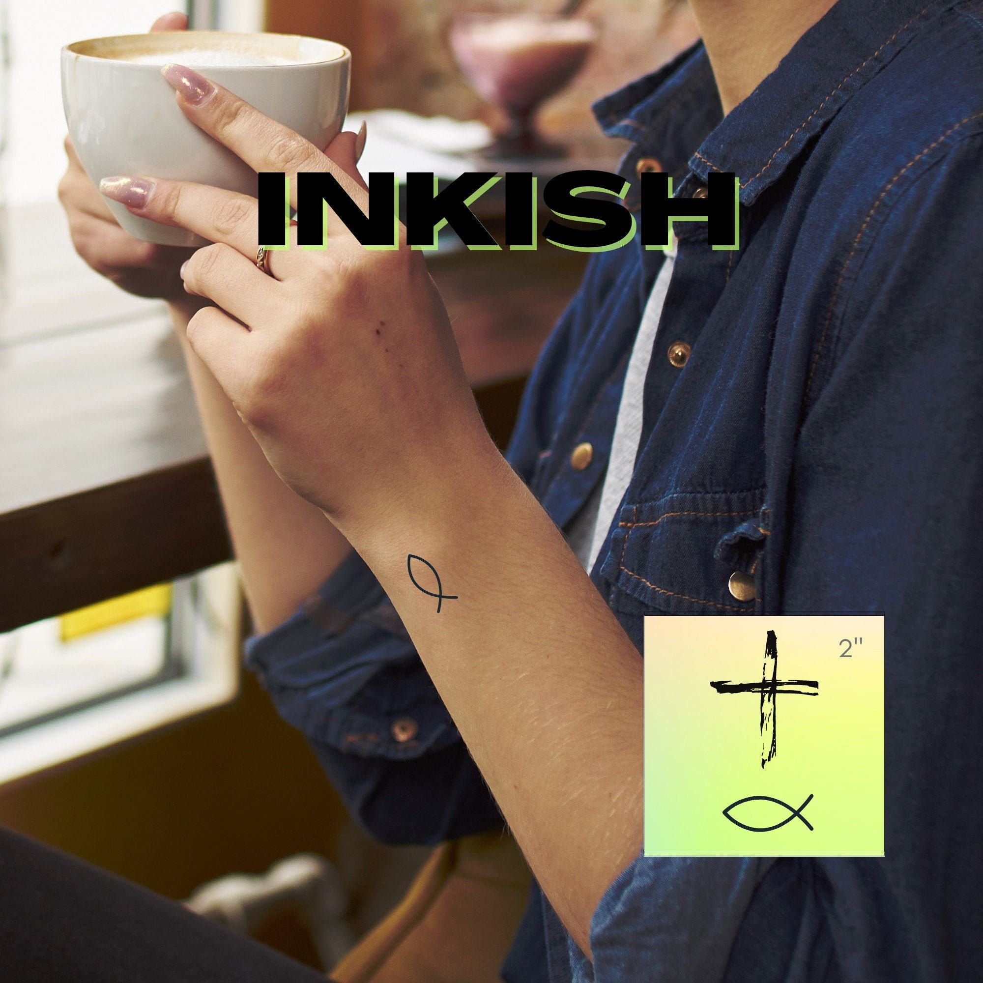 Cross Tattoo Jesus Fish Tattoo Semi Permanent Temporary Tattoo ...