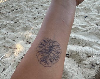 Monsteria Tattoo | 2 Week Temporary Tattoo | Leaf Tattoo | Plant Tattoo | Organic Tattoo | Boho Tattoo | Bohemian Tattoo